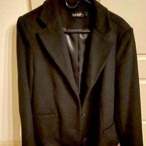 Black wool pea coat by Lauren Ralph Lauren. Excellent condition. Size 14.